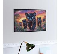 Panthère Noire Mother and Cub Puzzle 300 Piezas Desafío Impossible Faune paysagère rêveuse Rompecabezas para Adultos Aliviar Estrés Decoración Hogar 3D Maquetas Construir 300 PCS