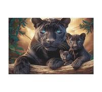 Panthère noire's Family Puzzle 1000 Piezas Portátil Familiar Compacto Animal de compagnie Rompecabezas 3D para Familia Desafío Intelectual Maquetas Educativas Construir 1000 PCS