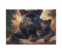 Panthère noire's Family Puzzle 300 Piezas Desafío Intelectual Avanzado Animal de compagnie Rompecabezas para Adultos Obra De Arte Colorido DIY Creativo Decoración Hogar 300 PCS
