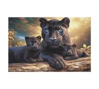 Panthère noire's Family Puzzles 1000 Piezas Estera Portátil Animal de compagnie Rompecabezas para Adultos Desafío Intelectual Aliviar Estrés Decoración Hogar 3D 1000 PCS