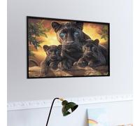 Panthère noire's Family Puzzles 1000 Piezas Moderno Minimalista Animal de compagnie Rompecabezas Familiar para Adultos 3D Maquetas Construir Aliviar Estrés Decorativo 1000 PCS