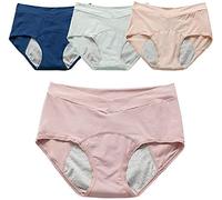 Panties@ Big Girl Protector de algodón Periodo menstrual 4 piezas adolescentes transpirable a prueba de fugas pantalones cortos para mujer postparto noche pantalones elásticos fáciles de limpiar, XL
