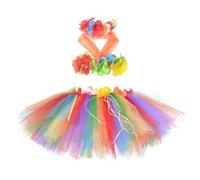 Pantimedias blancas niñas Tropical Luau vestido de fiesta para niñas con falda para playa,hoguera,actuación de baile -celebración