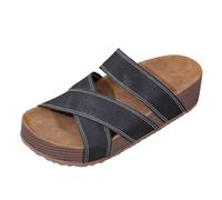 Pantoletten Damen Plateau Slip On Hausschuhe Sommer Latschen Schlappen Slipper Offene Zehen Damenhausschuhe Hausschlappen mit Rutschfester Sohle bequeme Casual Strandschuhe, Negro , 40 EU