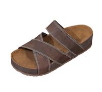 Pantoletten Damen Plateau Slip On Hausschuhe Sommer Latschen Schlappen Slipper Offene Zehen Damenhausschuhe Hausschlappen mit Rutschfester Sohle bequeme Casual Strandschuhe, café, 39 EU