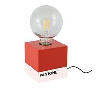 Pantone by Homemania 7012-3028-PN Lámpara de Mesa Cubo, Rojo/Blanco/Negro, en Madera