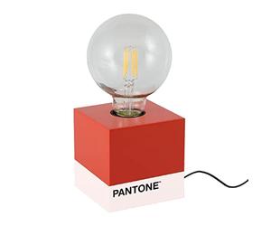 Pantone by Homemania 7012-3028-PN Lámpara de Mesa Cubo, Rojo/Blanco/Negro, en Madera