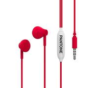 Pantone Celly - Auriculares de Cable de la línea, Auriculares in-Ear con cápsulas de Gota, Control Remoto y micrófono Integrado, Longitud del Cable 1 m, Conector Jack 3,5 mm, Rojo
