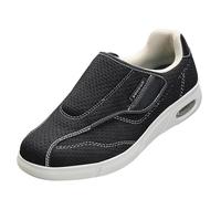 Pantoufles diabétiques pour Hommes,Extra Anchos Mocasines Piel Comodos Casual Zapatillas Cuero Hombre para.black-40