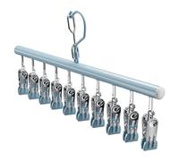 Pants Hangers with Clips, Clothes Organizer Rack with 10 fuertes clips, 35,3 x 19,4 cm Durable Garments Hanger with non-lip Grip, Space-Saving Closet Accessory for Pants Skirts Ties Leggings, Wardrobe