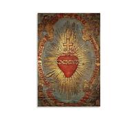 PANTTING Póster estético del Sagrado Corazón de Jesús para pared, decoración del hogar para dormitorio, sala de estar, 50 x 75 cm, estilo sin marco
