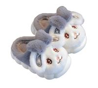 Pantuflas acogedoras de invierno para niñas con adorable diseño de conejito, suela suave, pantuflas para niños y bebés, forro polar cálido, pantuflas para niños, comodidad en climas fríos, gris, 24 EU