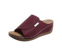 Pantuflas anchas para mujer, informales, con estribo de un pie, tacón inclinado, romanas, ligeras, gruesas, informales, puntera abierta, calcetines gruesos para mujer, Red, 39.5 EU