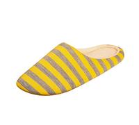 Pantuflas Antiderapant - Zapatillas para mujer de invierno cálido a rayas zapatos casa mujer color sólido zapatos interiores casuales zapatillas de algodón y lino cómodo, amarillo, 38 EU