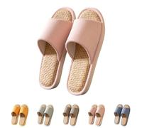 Pantuflas antideslizantes de lino para mujer, para interior y hogar, para mujeres y hombres, cómodas deslizadores para el hogar, zapatos de casa, uso diario, dormitorio, toboganes casuales y diarios