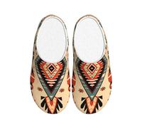 Pantuflas aztecas vintage para mujer, de franela, para hombre, antideslizantes, cálidas, para invierno, para interiores y exteriores, multicolor, X-Small Men/ XX-Large Women