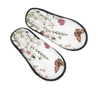 Pantuflas botánicas de mariposa para mujeres y hombres, diseño de hojas de flores, antideslizantes, para interiores, cómodas, mullidas, de espuma viscoelástica, para dormitorio, zapatos de viaje