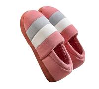 Pantuflas cálidas de otoño e invierno para mujer, color liso, a rayas con raíz de terciopelo, sandalias de cadena para mujer, Red, 39 EU