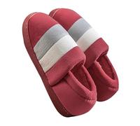 Pantuflas cálidas de otoño e invierno para mujer, color liso, a rayas con raíz de terciopelo, sandalias de cadena para mujer, vino, 39 EU
