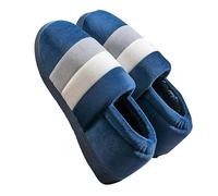 Pantuflas cálidas de otoño e invierno para mujer, color liso, a rayas con raíz de terciopelo, sandalias de cadena para mujer, Navy, 39 EU