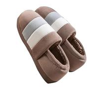 Pantuflas cálidas de otoño e invierno para mujer, color liso, a rayas con raíz de terciopelo, sandalias de cadena para mujer, café, 43 EU
