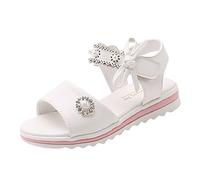 Pantuflas cálidas para niña, suela gruesa, suela suave, cómodas, sandalias de princesa, White, 11 UK Child 3X-Narrow