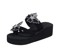 Pantuflas casuales de cuña para mujer, de colores, a la moda, para mujer, Black, 40 EU