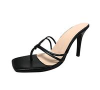 Pantuflas casuales de verano para mujer, sandalias de moda para primavera y verano, sandalias de tacón súper alto, correa fina, sexy, sin cordones, para mujer, Black, 39 EU