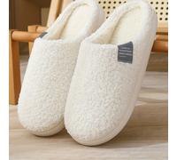 Pantuflas casuales minimalistas de blanda blanca , modernas y de estilo , forradas con forro polar y gruesas, cómodas, aptas para hombres como para mujeres como pantuflas de pareja, zapatos para mujer