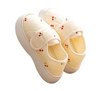 Pantuflas Cherry para mujer, pantuflas ortopédicas para mujeres diabéticas, zapatos de casa sin cordones, bonitos deslizadores con estampado de frutas, suela gruesa y suave con pasta mágica, toboganes