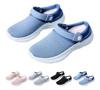 Pantuflas clásicas de malla para mujer, con media unidad, color puro, puntera cerrada, antideslizantes, para exteriores, playa, viajes, senderismo, camping, ligeras, transpirables, Blue, 37 EU