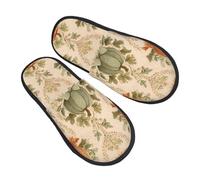 Pantuflas coloridas con lazo de calabaza para mujeres y hombres, otoño, hojas de arce, antideslizantes, para interiores, cómodas, mullidas, de espuma viscoelástica, para dormitorio, zapatos de viaje