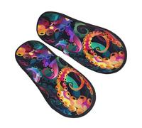 Pantuflas coloridas de tentáculos de pulpo para mujeres y hombres, antideslizantes, para interiores, cómodas, mullidas, de espuma viscoelástica, para dormitorio, viajes, etc, multicolor, 6/8 UK Men/ 6