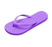 Pantuflas cómodas para mujer con diseño de tiras para playa y uso informal sandalias planas fáciles de poner verano (Purple, 38) #140
