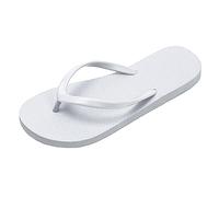 Pantuflas cómodas para mujer con diseño de tiras para playa y uso informal sandalias planas fáciles de poner verano (White, 38) #140