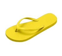 Pantuflas cómodas para mujer con diseño de tiras para playa y uso informal sandalias planas fáciles de poner verano (Yellow, 44) #140