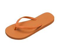 Pantuflas cómodas para mujer con diseño de tiras para playa y uso informal sandalias planas fáciles de poner verano (Orange, 40) #140