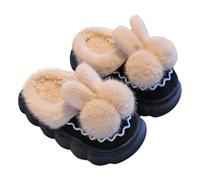 Pantuflas con forro de felpa para niños y niñas, suela gruesa, antideslizantes, de espuma suave, zapatos de casa para niños, bebés, invierno, cálidas, con puntera cerrada, lindas y ligeras para