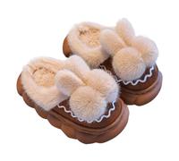Pantuflas con forro de felpa para niños y niñas, suela gruesa, antideslizantes, de espuma suave, zapatos de casa para niños, bebés, invierno, cálidas, con puntera cerrada, lindas y ligeras para