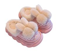Pantuflas con forro de felpa para niños y niñas, suela gruesa, antideslizantes, de espuma suave, zapatos de casa para niños, bebés, invierno, cálidas, con puntera cerrada, lindas y ligeras para