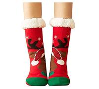 Pantuflas de agarre forradas para mujeres menores de 10 años, Red, Talla única