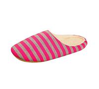 Pantuflas de algodón a rayas para mujer, zapatos de casa para interiores, suaves, transpirables, ligeras, de espuma viscoelástica, suela plana antideslizante, acogedoras para mañanas relajadas de fin
