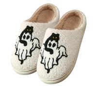 Pantuflas de algodón bordadas con toalla de Halloween, para hombre y mujer, otoño e invierno, para el hogar, no para parejas, pantuflas de interior para mujer antes de Navidad, W, 37 EU