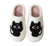 Pantuflas de algodón con gato de dibujos animados, zapatillas para el invierno - Zapatillas antideslizantes cálidas para mujer Cartoon Cat,Zapatos de felpa lavables Zapatillas de algodón para el hogar