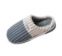 Pantuflas de algodón para hombre, primavera, otoño e invierno, a rayas, color contrastante, de felpa, cálidas, de algodón, talla 15, anchas, grandes y altas, gris, 40 2/3 EU