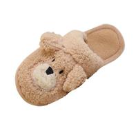 Pantuflas de algodón para mujer, para primavera, otoño e invierno, para interiores, no bonitas, de felpa, puntera cerrada, botines de casa para mujer, café, 37.5 EU