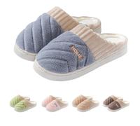 Pantuflas de algodón para mujer, peludas, suaves, cómodas, de espuma viscoelástica, sin cordones, cálidas, ligeras, transpirables, antideslizantes, para interiores y exteriores, gris, 39 EU