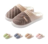 Pantuflas de algodón para mujer, peludas, suaves, cómodas, de espuma viscoelástica, sin cordones, cálidas, ligeras, transpirables, antideslizantes, para interiores y exteriores, café, 40 EU