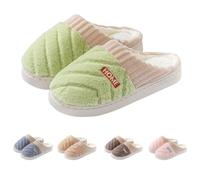 Pantuflas de algodón para mujer, peludas, suaves, cómodas, de espuma viscoelástica, sin cordones, cálidas, ligeras, transpirables, antideslizantes, para interiores y exteriores, Green, 38 EU