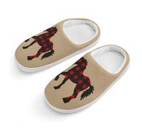 Pantuflas de algodón para niños, diseño de caballo de unicornio, a cuadros, color rojo, Estilo blanco, 32/33 EU